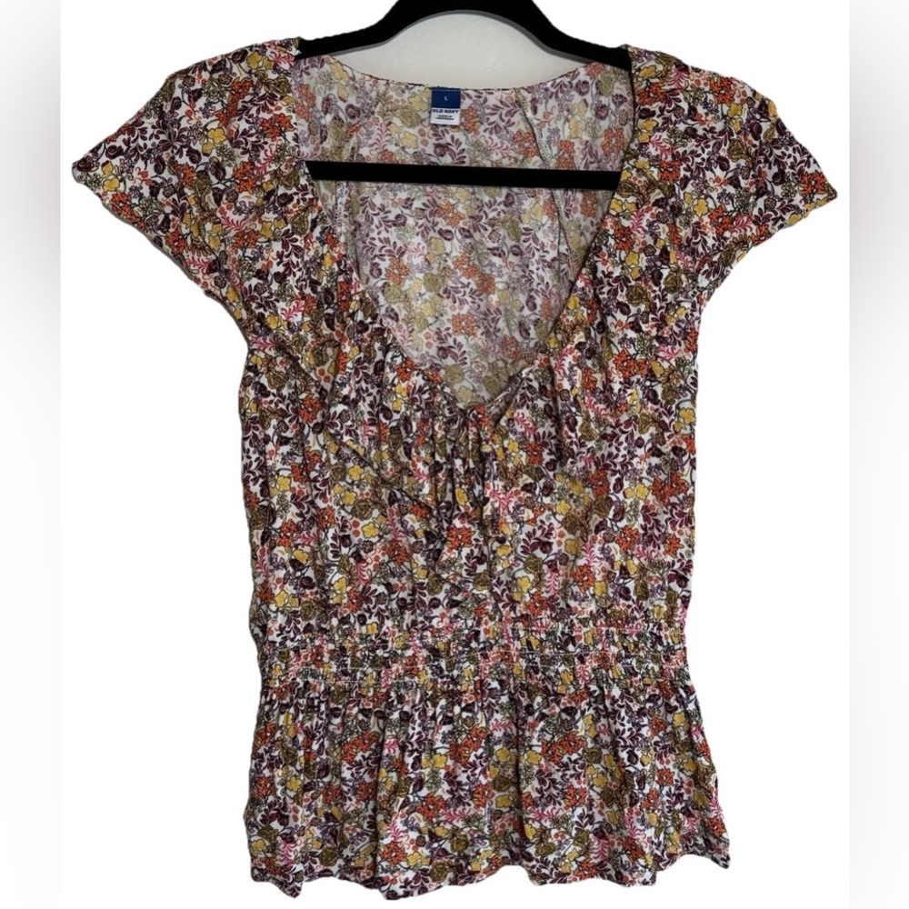 Old Navy Women’s Floral Ruffle Trim Top L